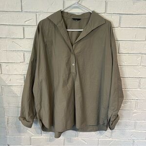 Massimo Dutti Khaki Tan Oversized Tunic Shirt Womens L